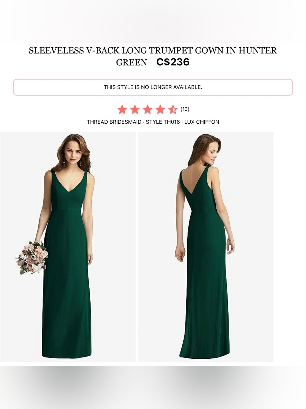Elegant Hunter Green Sleeveless V-Back Long Dress